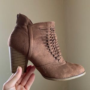 Suede booties- brown size 6.5
